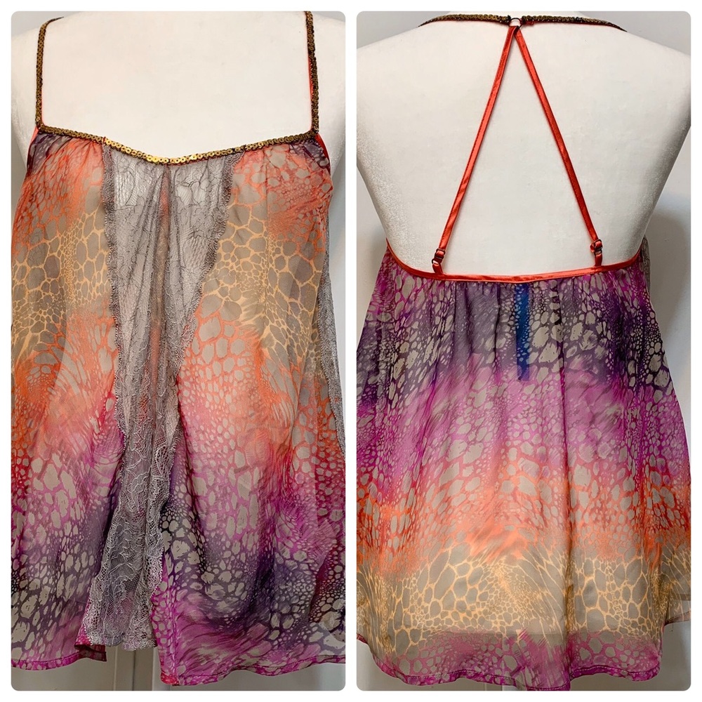 Free People sheer with lace cami top. Very pretty.